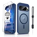 Dizn Magnetic for Google Pixel 10/Pixel 10 Pro Case,[Not Fit Pixel 10 Pro XL],with Tempered Glass Screen Protector,Strap,MagSafe Fit,Military-Grade Protective for Pixel 10/10Pro,Sapphire Blue
