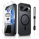 Dizn Magnetic for Google Pixel 10 Pro XL Case:[Not Fit Pixel 10/10 Pro],with Tempered Glass Screen Protector,Compatible with MagSafe,Strap,Matte Shockproof,Funda para Protective 10Pro XL, Black