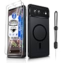 Dizn Magnetic for Google Pixel 6 Phone Case:[Fit for MagSafe]Wireless Charging,with Tempered Glass Screen Protector,Matte Translucent,Military-Grade Protective for Pixel 6,Funda para 6.4" Pixel6,Black