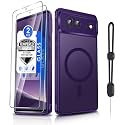 Dizn Magnetic for Google Pixel 6 Phone Case:with [2 Pcs] Tempered Glass Screen Protector,Compatible with MagSafe Wireless Charging,with Strap,Military-Grade Protective,for 6.4-Inch Pixel 6,Dark Purple