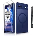 Dizn Magnetic for Google Pixel 6a Case:[Not Fit Pixel 6/6Pro],with 2 Pcs Tempered Glass Screen Protector,Strap,Compatible with MagSafe,Military-Grade Protective,for 6.6-Inch Google Pixel 6a,Dark Blue