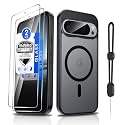 Dizn Magnetic for Google Pixel 9/Pixel 9 Pro Case,[Not Fit Pixel 9 Pro XL],with Tempered Glass Screen Protector,Lanyard,Compatible with MagSafe,Matte Shockproof Protective for 9/9Pro,Black