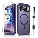 Dizn Magnetic for Google Pixel 9/Pixel 9 Pro Case,[Not Fit Pixel 9 Pro XL],with Tempered Glass Screen Protector,MagSafe Fit,Military-Grade Matte Translucent Shockproof Protective for9/9Pro,Dark Purple
