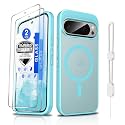 Dizn Magnetic for Google Pixel 9/Pixel 9 Pro Cover,[Not Fit Pixel 9 Pro XL],with Tempered Glass Screen Protector,Lanyard,Compatible with MagSafe,Matte Shockproof Protective for 9/9Pro,Teal