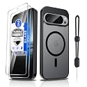 Dizn Magnetic for Google Pixel 9 Pro XL Case:[Not Fit Pixel 9/9 Pro],Tempered Glass Screen Protector,Strap,[Fit for MagSafe],Matte Translucent &amp; Military-Grade Shockproof Protective for 9ProXL,Black