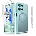 Dizn Magnetic for Moto G 2025/2026 Case，Motorola G Play 2025/2026 Matte Cover, with Tempered Glass Screen Protector, with Strap, Compatible with MagSafe Wireless Charging for Moto G Play 25/26, Mint