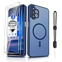 Dizn Magnetic for Samsung Galaxy A32 Case:[Not Fit 4G] with Tempered Glass Screen Protector,Lanyard,Compatible with MagSafe,Matte Translucent Cover &amp; Military Grade Protection,for A32 5G,Sapphire Blue