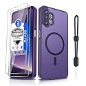 Dizn Magnetic for Samsung Galaxy A32 Phone Case:[Not Fit 4G] Fit for MagSafe Wireless Charging,with Tempered Glass Screen Protector,Strap,Military-Grade Anti-Scratch,Funda para A32 5G,Dark Purple