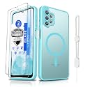 Dizn Magnetic for Samsung Galaxy A32 Phone Case:[Not Fit 4G] with Tempered Glass Screen Protector,wrist band,[Fit For MagSafe],Matte Translucent Slim Case,Military-Grade Shockproof,Funda Para A32,Teal