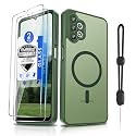 Dizn Magnetic for Samsung Galaxy A32 Phone Case,[Not Fit 4G] with 2 Piece Tempered Glass Screen Protector,Wrist Band,[Fit for MagSafe],Military-Grade Shockproof Protective,for Samsung A32 5G,Green