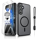 Dizn Magnetic for Samsung Galaxy A35 5G Phone Case with 2Screen Protector &amp; Phone Strap,Fit for MagSafe,Camera Bumper Protection,Shockproof,Magnetic Thin Translucent,Cover for SamsungGalaxy A 35,Black