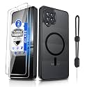 Dizn Magnetic for Samsung Galaxy A42 Case:with [2 Pcs] Tempered Glass Screen,Strap,[Fit for MagSafe],Matte Translucent Slim Smoot Soft Touch,Military Grade Shockproof Protective,Funda para A42，Black