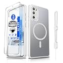 Dizn Magnetic for Samsung Galaxy S20 FE Case:[Not Fit S20],with Tempered Glass Screen Protector,Compatible with MagSafe,with Strap,Matte Translucent &amp; Military Grade Funda,Protective for S20FE, White