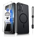 Dizn Magnetic for Samsung Galaxy S20 FE Case [Not Fit S20],with Tempered Glass Screen Protector,Compatible with MagSafe,with Strap,Matte Translucent,Military Grade Funda Protective S 20FE (6.5"),Black
