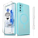 Dizn Magnetic for Samsung Galaxy S20 FE Case:[Not Fit S20],with Tempered Glass Screen Protector,Compatible with MagSafe,with Strap,Matte Translucent &amp; Military Grade Funda Protective S20FE, Teal