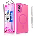 Dizn Magnetic for Samsung Galaxy S21 Case:with [2 Pack Screen Protector],Phone Lanyard,Compatible with MagSafe,Military Grade Shockproof Protective S21,Funda para 6.2-Inch Samsung S21 5G,Rose Red