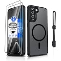 Dizn Magnetic for Samsung Galaxy S21 Case: (Not Fit S21+) with 2 Screen Protector,Lanyard,[Compatible with MagSafe],Matte Translucent &amp; Military Grade Shockproof Protective,for 6.2-Inch S21,Black
