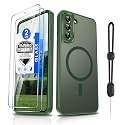 Dizn Magnetic for Samsung Galaxy S21 FE Phone Case:[???????????? ???????????? ????????????][Compatible with MagSafe] Wireless Charging,with Screen Protector &amp; Strap,Full Camera Protective S21FE,Funda para S21FE,Green