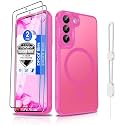 Dizn Magnetic for Samsung Galaxy S22 Plus Case,[Compatible with Mag-Safe], with Screen Protector, Matte Translucent &amp; Military-Grade Protective for S22+ 5G,Funda para S22+,Rose Red
