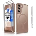 Dizn Magnetic for Samsung Galaxy S22 Plus Phone Case,with Explosion-Proof Film,Compatible with MagSafe,with Strap,Military-Grade Protective Samsung Galaxy S22 Plus, Brown
