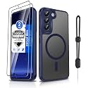 Dizn Magnetic for Samsung Galaxy S22 Plus Case: [Fit for MagSafe],with Explosion-Proof Film,Wrist Strap,Soft Touch Phone Case, Military-Grade Protective for Galaxy S22+, Blue