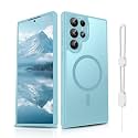 Dizn Magnetic for Samsung Galaxy S22 Ultra Case:[???????????? ???????????? ????????????] Compatible with MagSafe, Soft Full Camera Edges Protective S22 Ultra,with Strap,Funda para S22 Ultra,Light Blue