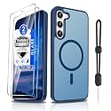 Dizn Magnetic for Samsung Galaxy S23 Phone Case,[Not Fit S23 Plus],S23 Case with Tempered Glass Screen Protector,Strap,[Fit for MagSafe],Military-Grade Protective,Funda para Galaxy S 23,Sapphire Blue