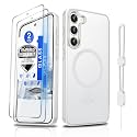 Dizn Magnetic for Samsung Galaxy S23 Phone Case,[Not Fit S23+],S23 Case with Tempered Glass Screen Protector,Strap,[Fit for MagSafe],Military-Grade Shockproof Funda Protective for Galaxy S 23, White