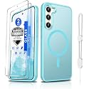 Dizn Magnetic for Samsung Galaxy S23 Plus Case [Not Fit S23],with Tempered Glass Screen Protector,Strap,Compatible with MagSafe,Matte Translucent Cover &amp; Military Grade Shockproof for S 23+ Plus,Teal