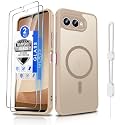 Dizn Magnetic for T-Mobile Revvl 8 Phone Case,[Not Fit 8 Pro] with Tempered Glass Screen Protector,Compatible with MagSafe,with Strap,Military-Grade Protective T-Mobile Revvl 8, Beige