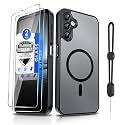 Dizn for Samsung Galaxy A14 Cover: A14 Phone Case with Tempered Glass Screen Protector,Compatible with MagSafe Wireless Charging,Matte Translucent &amp; [Military-Grade] Shockproof Protective A14,Black