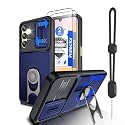Dizn for Samsung Galaxy A25 5G Phone Case:with Slide Camera Cover,2 Pcs Screen Protector,Military-Grade Shockproof Protective with 360°Ring Cover,Funda para (6.5-Inch) Samsung A25,Blue