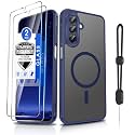 Dizn for Samsung Galaxy A26 5G Phone Case with 2 Screen Protector &amp; Phone Lanyard, Fit for MagSafe,Camera Bumper Protection,Shockproof,Magnetic Thin Translucent, Cover for SamsungGalaxy A 26,Blue