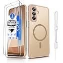 Dizn for Samsung Galaxy A26 5G Phone Case:Ultra‑Slim Matte Shockproof Protective Cover,for A26,with [2 Pcs] Tempered Glass Screen Protector,[Fit Magsafe],with Hand Strap &amp; Soft Funda para A 26,Beige
