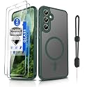 Dizn for Samsung Galaxy A35 5G Phone Case:[Compatible with MagSafe],with 2Tempered Screen Protector,Soft Thin Cover,with Strap &amp; Military Grade Shockproof Lens Protector A 35,Funda para A35,Green