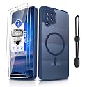 Dizn for Samsung Galaxy A42 Case:A42 Phone Case:with Tempered Glass Screen Protector,Compatible with MagSafe Wireless Charging,Matte Translucent &amp; Military-Grade Anti Shock for A42,Sapphire Blue