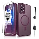 Dizn for Samsung Galaxy A53 Phone Case: with Tempered Glass Screen Protector [Compatible with MagSafe] with Strap, Matte Translucent Cover &amp; Military Grade Shockproof for A53, Funda para A53, Wine Red