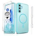 Dizn for Samsung Galaxy A54 Phone Case: with Tempered Glass Screen Protector [Compatible with MagSafe] with Strap, Matte Cover &amp; Military Grade Shockproof Protective A54, Funda para A54, Teal