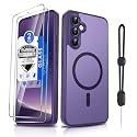 Dizn for Samsung Galaxy A54 Phone Case: with Tempered Glass Screen Protector [Compatible with MagSafe] with Strap, Matte Cover &amp; Military Grade Shockproof Protective A54, Funda para A54, Dark Purple