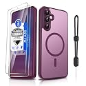 Dizn for Samsung Galaxy A54 Phone Case: with Tempered Glass Screen Protector [Compatible with MagSafe] with Strap, Matte Cover &amp; Military Grade Shockproof Protective A54, Funda para A54, Wine Red