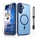 Dizn for Samsung Galaxy A54 Phone Case: with Tempered Glass Screen Protector [Compatible with MagSafe] with Strap, Matte Cover &amp; Military Grade Shockproof Protective A54, Funda para A54,Sapphire Blue
