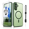 Dizn for Samsung Galaxy A54 Phone Case: with Tempered Glass Screen Protector [Compatible with MagSafe] with Strap, Matte Cover &amp; Military Grade Shockproof Protective A54, Funda para A54, Green