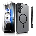 Dizn for Samsung Galaxy A54 Phone Case: with Tempered Glass Screen Protector [Compatible with MagSafe] with Strap, Matte Cover &amp; Military Grade Shockproof Protective A54, Funda para A54, Black