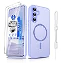 Dizn for Samsung Galaxy A54 Phone Case: with Tempered Glass Screen Protector [Compatible with MagSafe] with Strap, Matte Cover &amp; Military Grade Shockproof Protective A54, Funda para A54, Light Purple