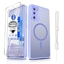 Dizn for Samsung Galaxy S20 FE Case,[Not Fit S20],with Tempered Glass Screen Protector,[Compatible with MagSafe], with Strap, Magnetic &amp; Military Grade Shockproof Protective S2 0FE (6.5"),Light Purple