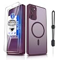 Dizn for Samsung Galaxy S20 FE Case,[Not Fit S20],with Tempered Glass Screen Protector,[Compatible with MagSafe], with Strap,Magnetic &amp; Military Grade Shockproof Protective (6.5 inches) S20FE,Wine Red