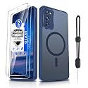 Dizn for Samsung Galaxy S20 FE Case,[Not Fit S20],with Tempered Glass Screen Protector,[Compatible with MagSafe], with Strap, Magnetic &amp; Military Grade Shockproof Protective,for S20FE, Sapphire Blue