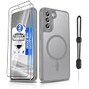 Dizn for Samsung Galaxy S21 Case: with Screen Protector,Wrist Band,[Compatible with MagSafe],Military Grade Shockproof Full Camera Protective,for 6.2-Inch Samsung S21,Funda para S21 5G,Grey