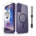 Dizn for Samsung Galaxy S21 FE Phone Case:[???????????? ???????????? ????????????][Compatible with MagSafe] Wireless Charging,with Screen Protector &amp; Strap,Full Camera Protective S21FE,Funda para S21FE,Dark Purple