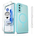 Dizn for Samsung Galaxy S21 FE Phone Case:[???????????? ???????????? ????????????][Compatible with MagSafe] with Tempered Screen Protector,Slim Cover,with Strap &amp; Military Lens Protector S 21FE,Funda para S21FE,Teal